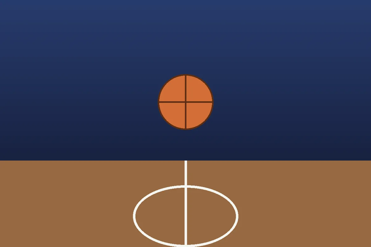 Stylized editorial illustration of a basketball court with hoop and ball, representing NBA player Max Strus