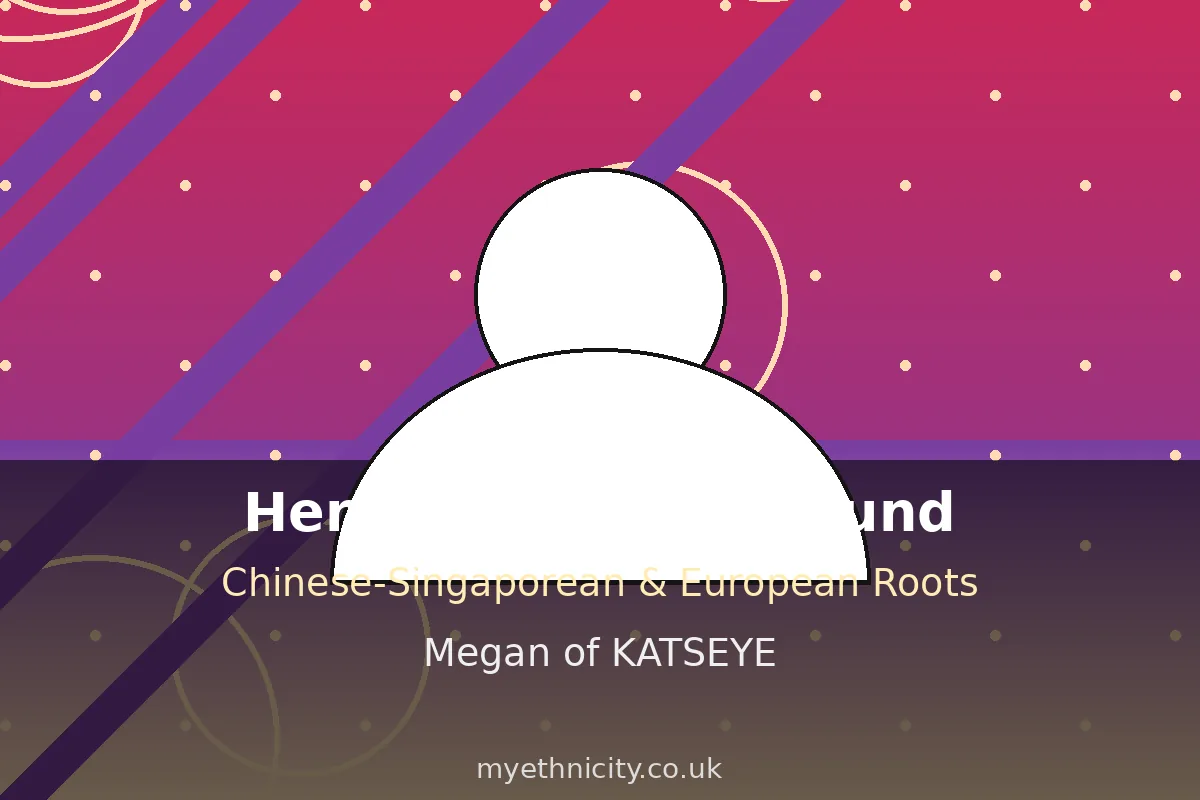 Stylized editorial graphic of Megan Skiendiel's Chinese-Singaporean and European heritage