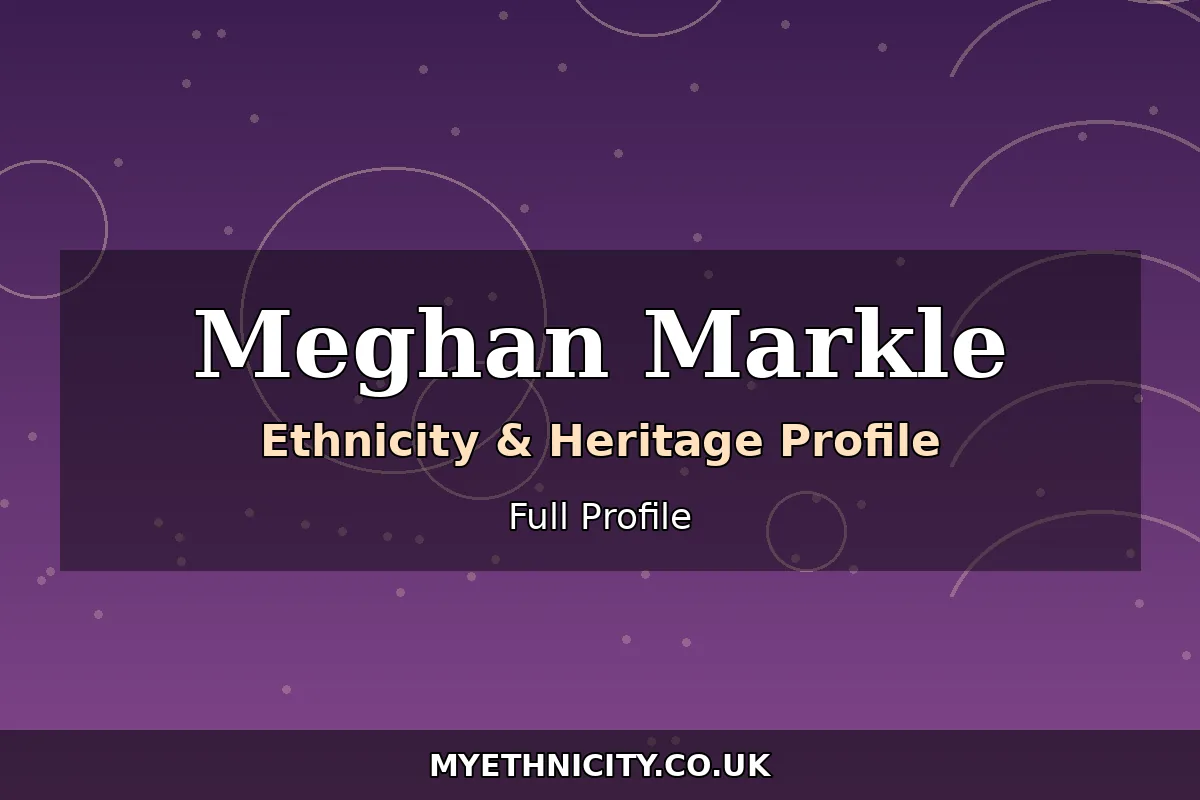 Stylized editorial featured graphic representing Meghan Markle's biracial ethnicity and royal heritage