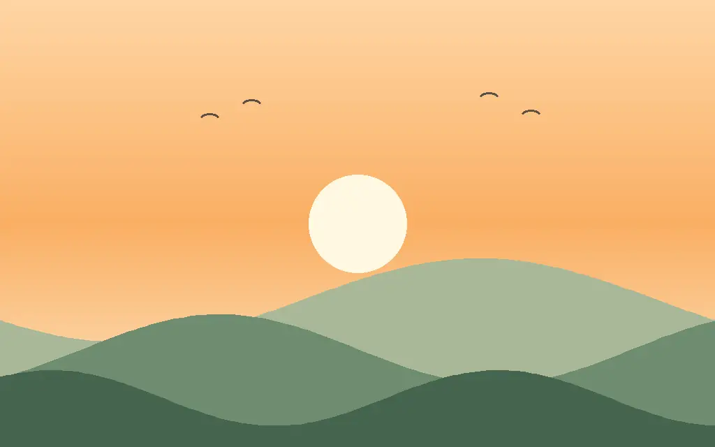 Abstract stylized sunrise illustration with layered hills in warm gold tones, symbolizing hope and new beginnings