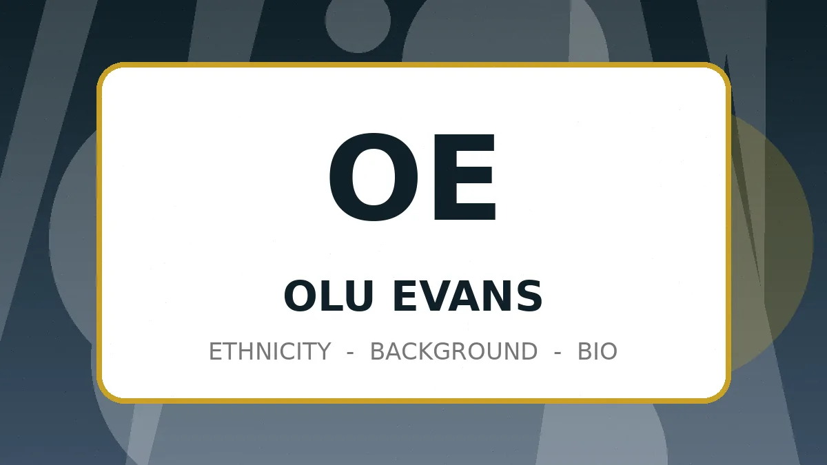 Summary card graphic of Olu Evans ethnicity, mixed heritage and biography facts