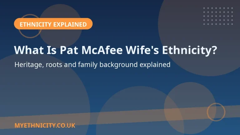 Stylized editorial graphic asking about Pat McAfee's wife ethnicity