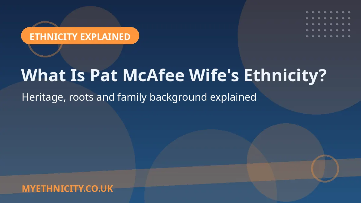 Stylized editorial graphic asking about Pat McAfee's wife ethnicity