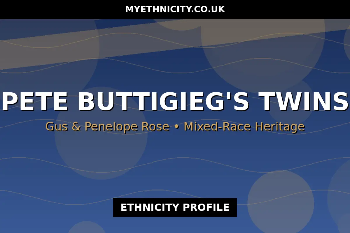 Stylized vector-style illustration of Pete Buttigieg's family with twin babies Gus and Penelope Rose