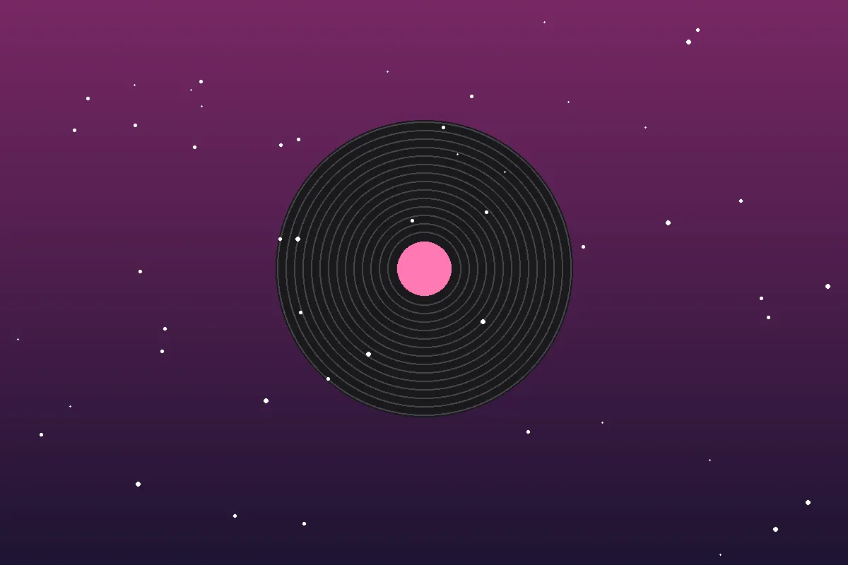 Stylized editorial illustration of a vinyl record with pink accents on a purple background, representing singer PinkPantheress