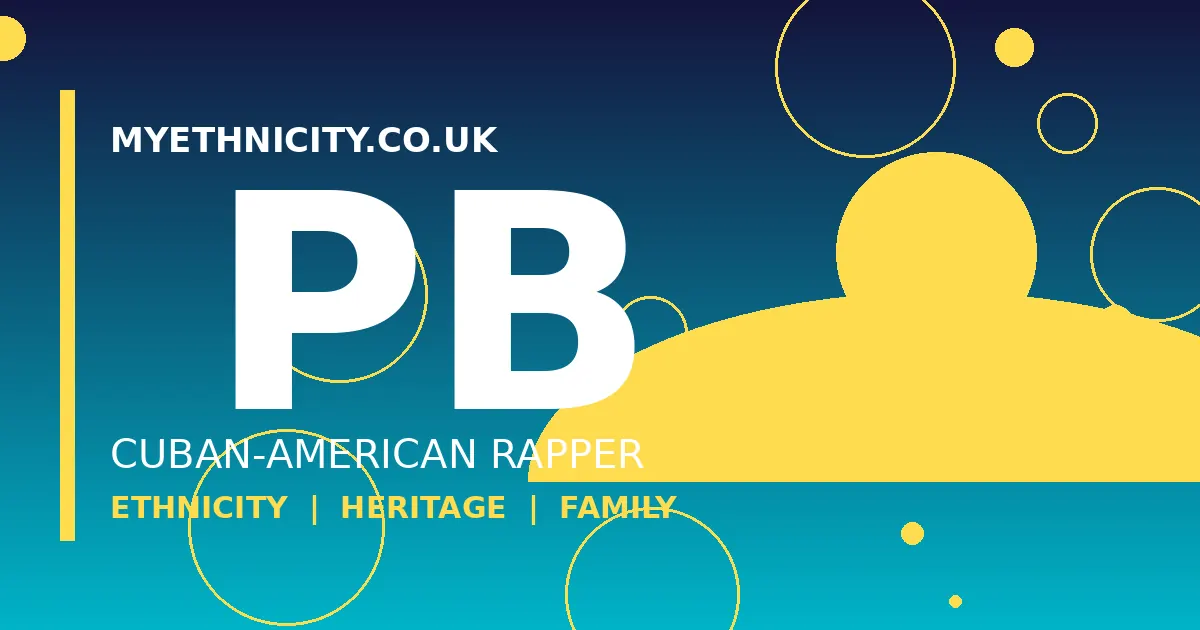 Stylized editorial graphic of Pitbull with Cuban-American heritage theme