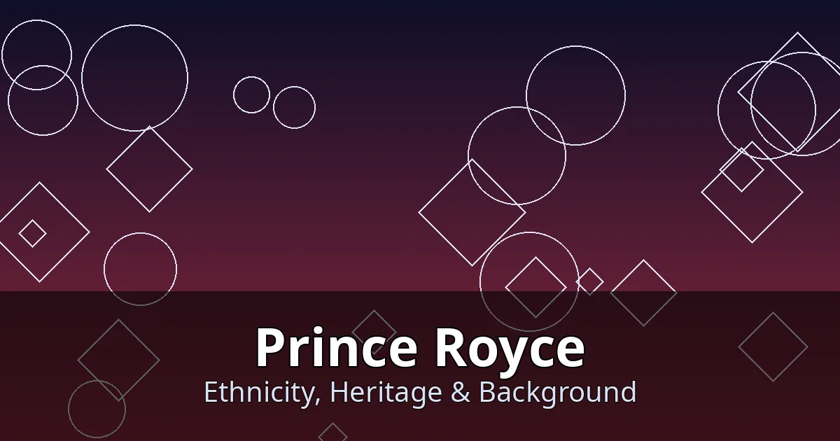 Stylized editorial graphic with vibrant Dominican-inspired motifs for Prince Royce's ethnicity profile