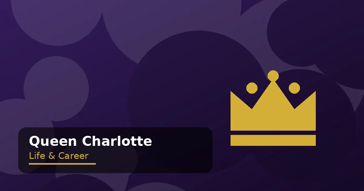 Flat vector graphic of a palace and royal carriage celebrating Queen Charlotte's reign as queen consort