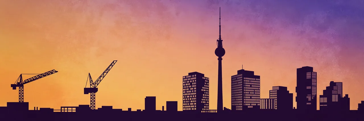 Ramtin Abdolmajid biography: stylized illustration of the Berlin skyline representing his business career