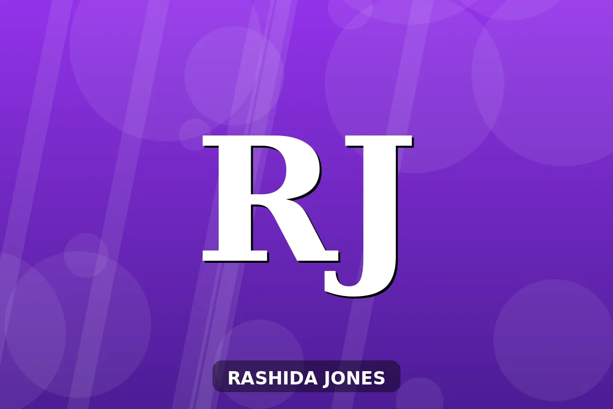 Stylized editorial graphic about Rashida Jones's Black and Ashkenazi Jewish ethnicity