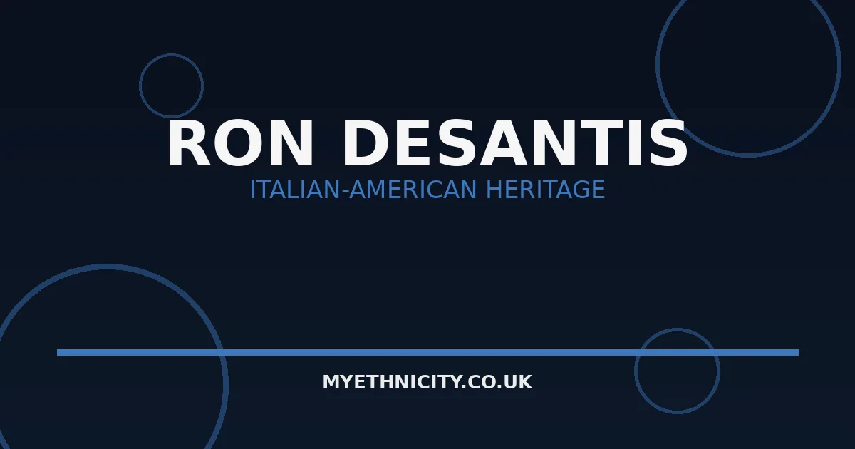 Stylized editorial graphic with Italian and American flags for Ron DeSantis ethnicity article featured image