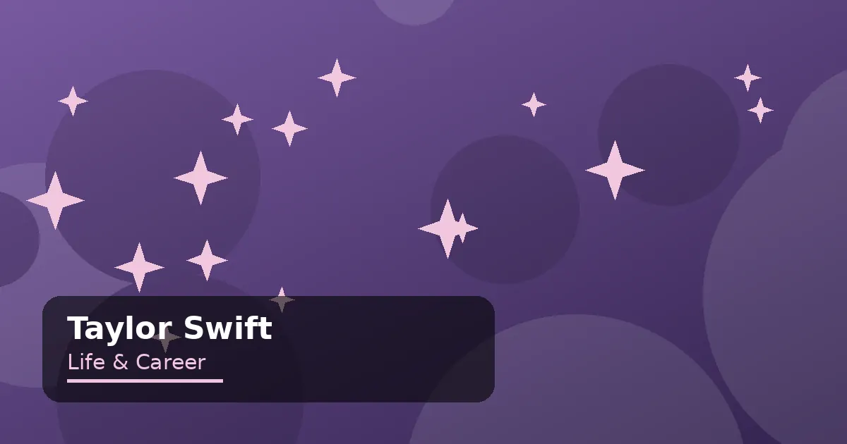 Flat vector graphic of a guitar and stage lights celebrating Taylor Swift's music career