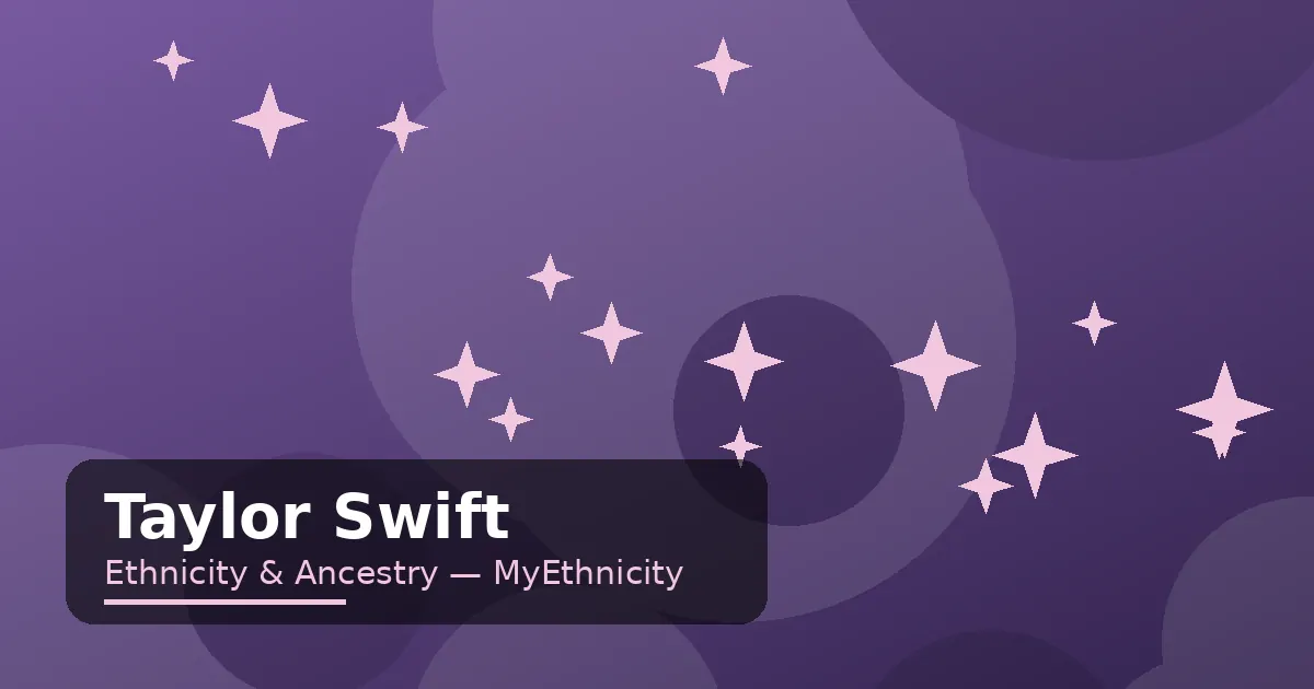Stylized editorial graphic with sparkles in lavender and blush for the Taylor Swift ethnicity article featured image