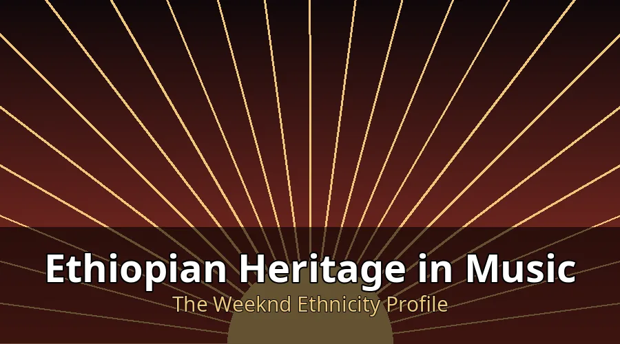 Editorial graphic representing The Weeknd's Ethiopian musical heritage with radiant patterns