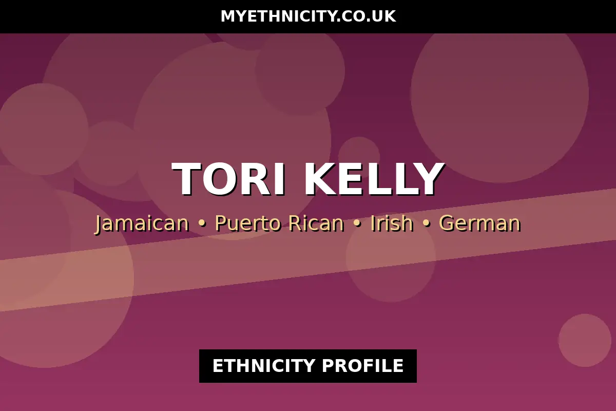 Stylized editorial title graphic for the Tori Kelly ethnicity profile