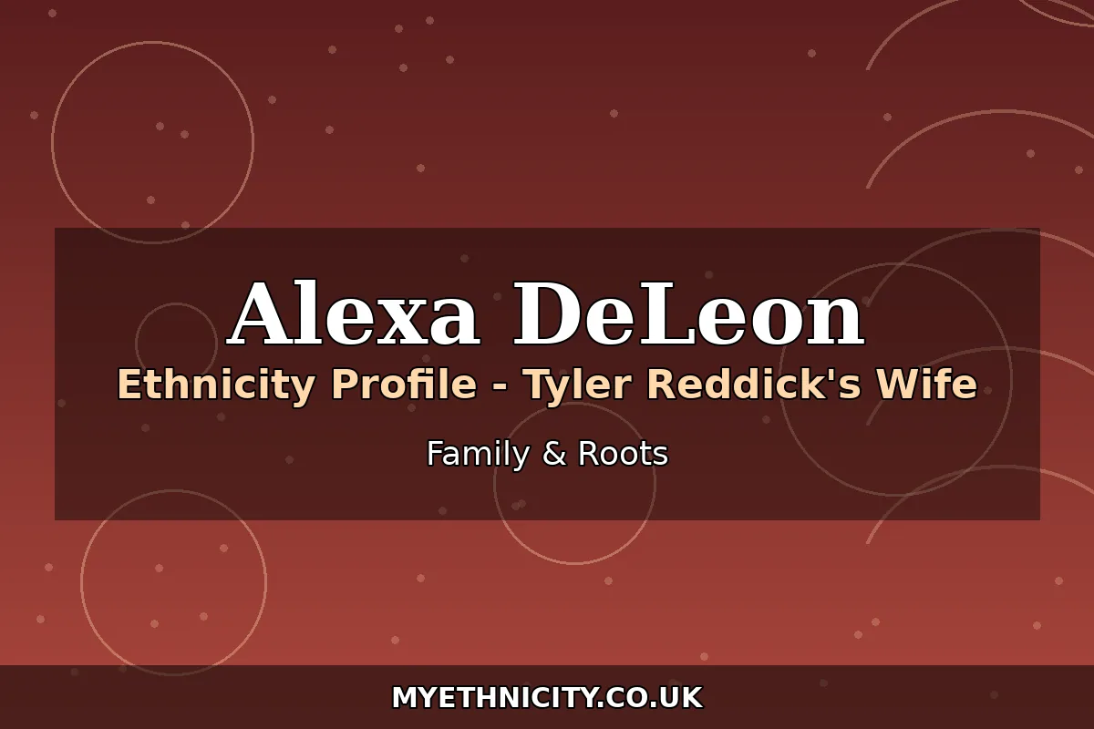 Stylized editorial graphic about Alexa DeLeon Reddick's family heritage, with text reading Alexa DeLeon and Family and Roots