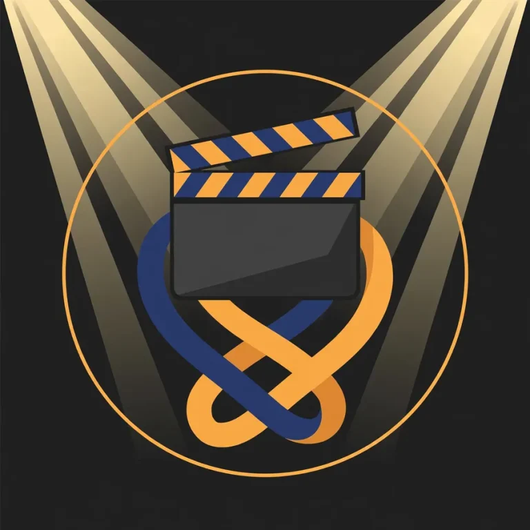 Featured graphic for Tyriq Withers ethnicity article: biracial cinema emblem with film clapperboard