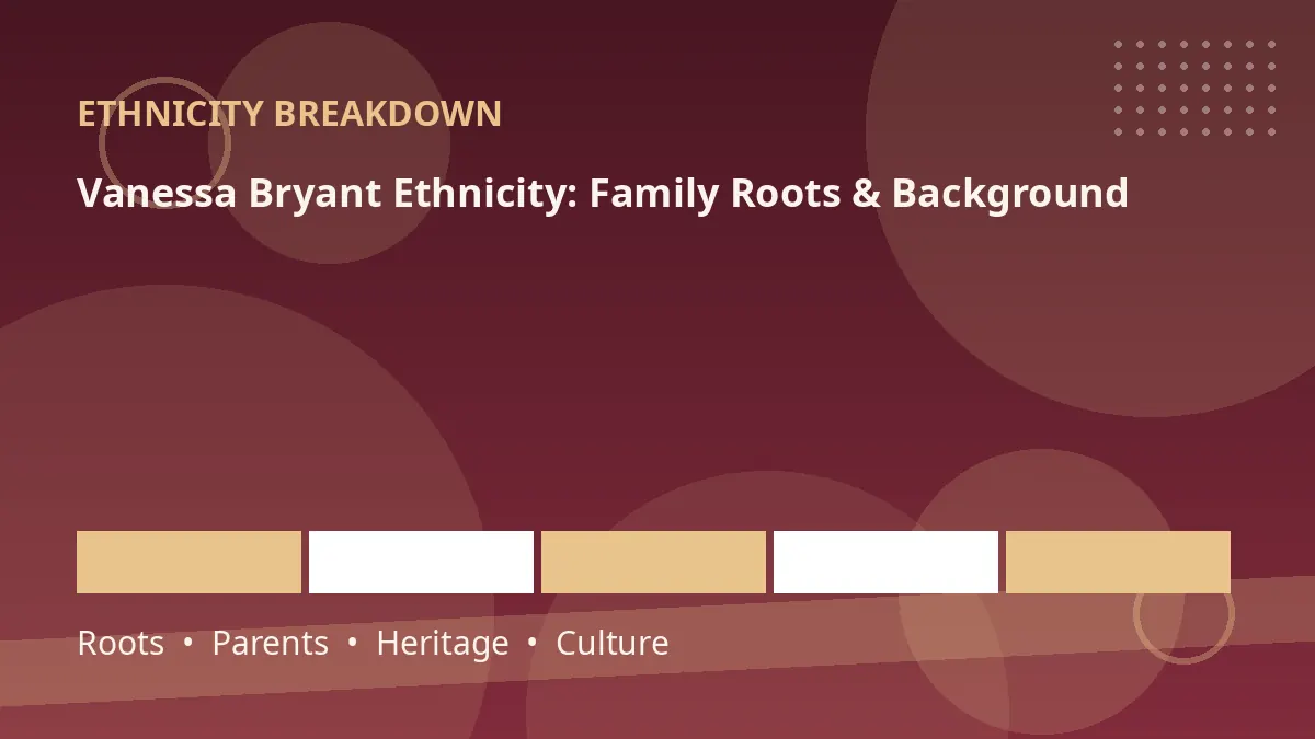 Stylized editorial graphic illustrating Vanessa Bryant's Mexican and Latina ethnicity background