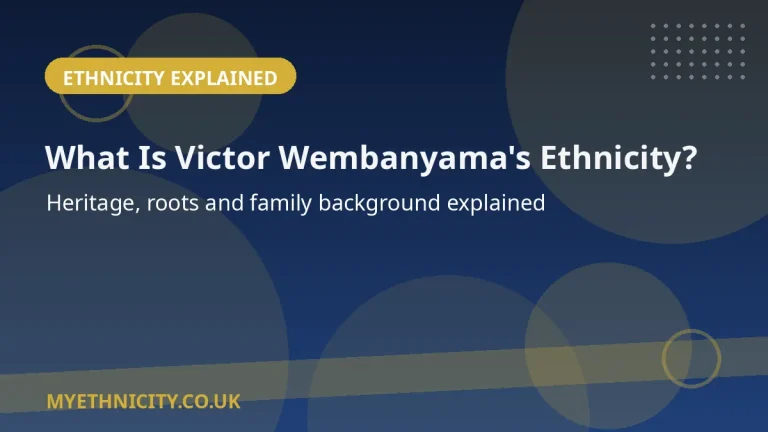 Stylized editorial graphic asking what is Victor Wembanyama's ethnicity