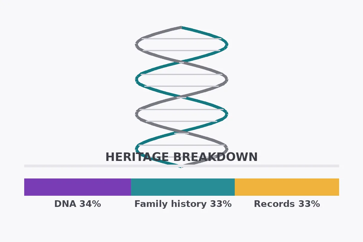 Heritage discovery breakdown showing DNA, family history and records