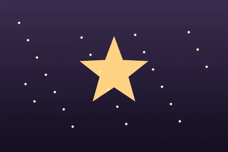 Stylized editorial illustration of a golden star with sparkles on a dark backdrop, representing Kim Kardashian